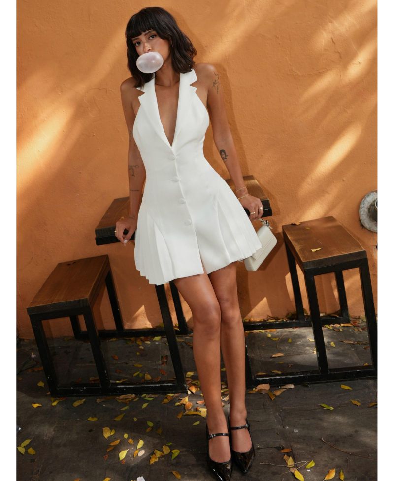 Women's Reyna Backless Pleated Mini Blazer Dress