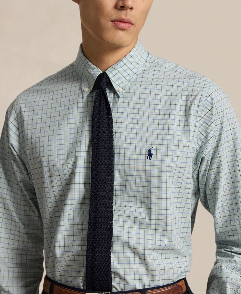 Classic-Fit Checked Stretch Poplin Shirt
