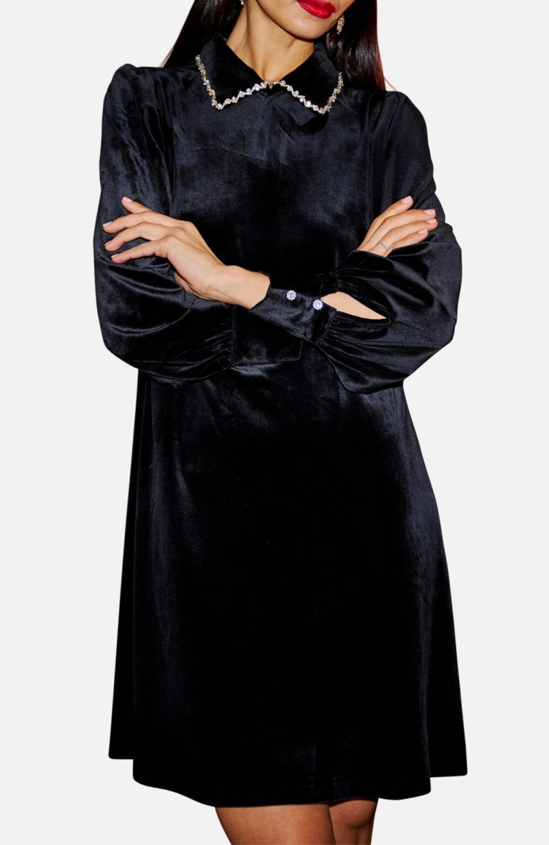 Women's Long Sleeve Velvet Tunic Dress