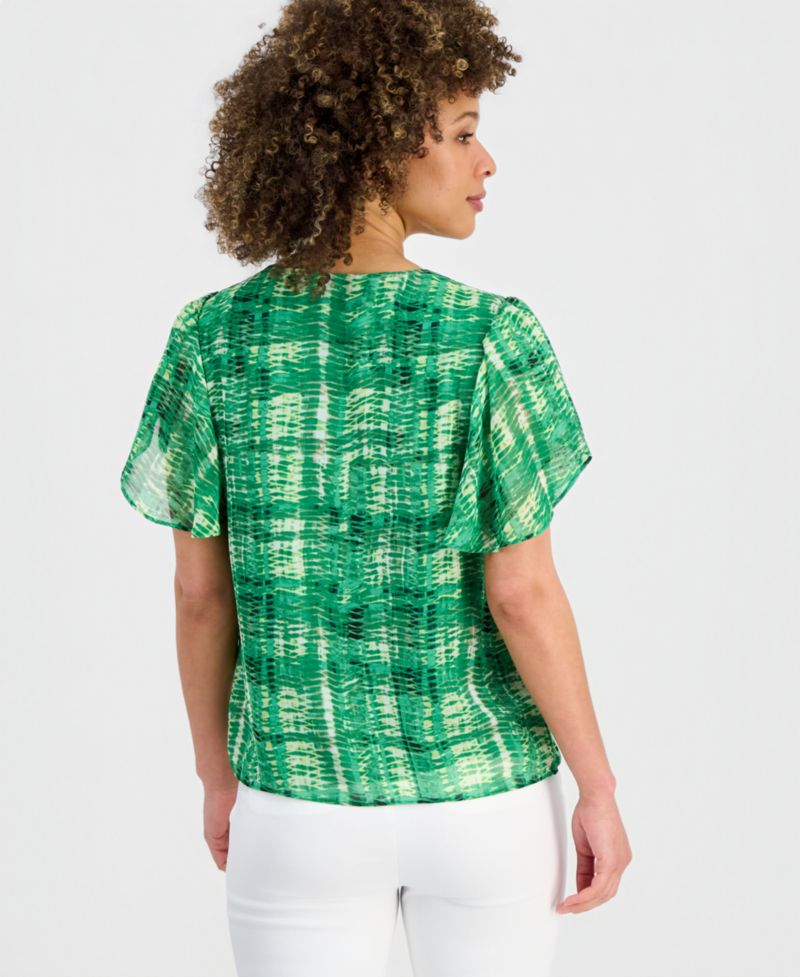 Petite Tulip-Sleeve V-Neck Top