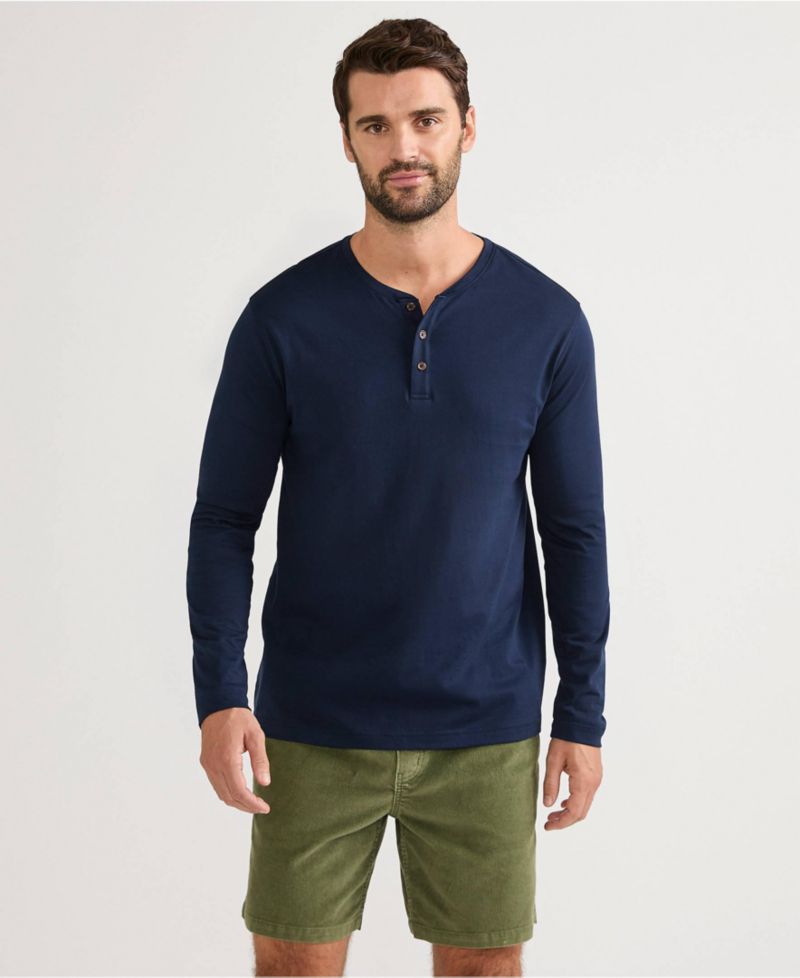 Men's Long Sleeve Cotton Supima Henley