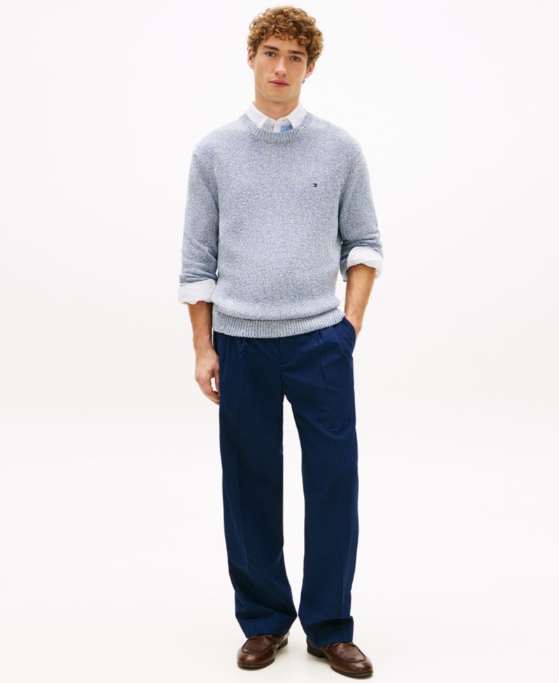 Men's Two-Tone Boucle Crewneck Sweater
