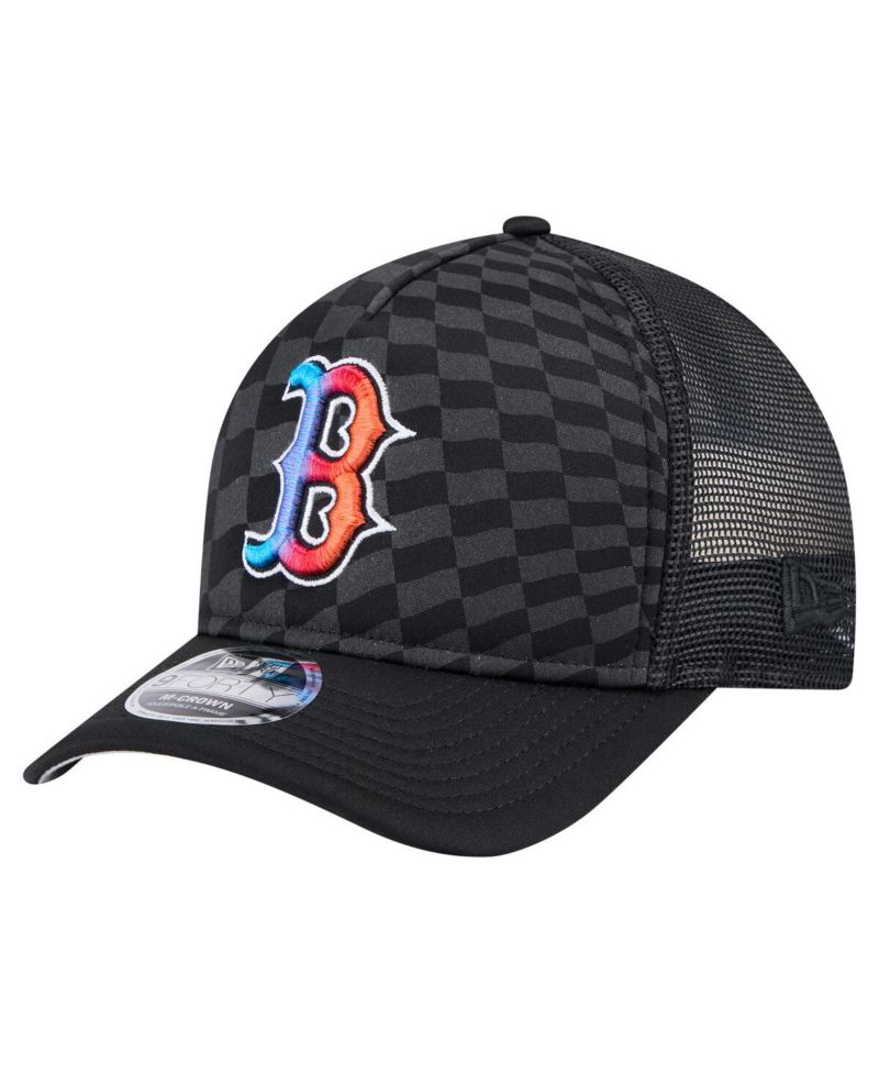 Men's Black Boston Red Sox Gradient 9FORTY A-Frame M-Crown Trucker Adjustable Hat