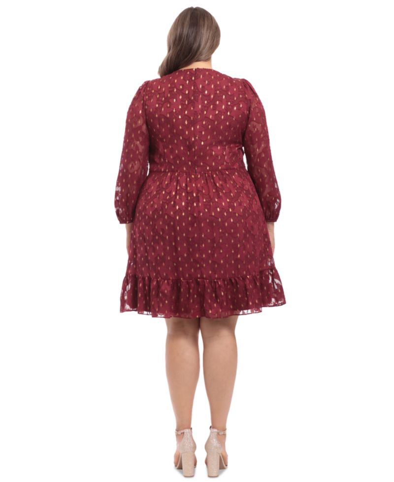 Plus Size Clip-Dot Fit & Flare Dress
