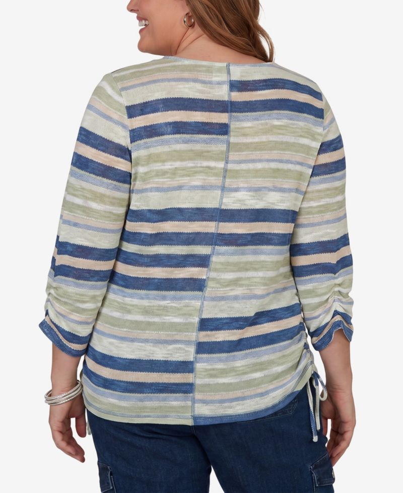 Plus Size Spliced Multi Stripe Knit Top