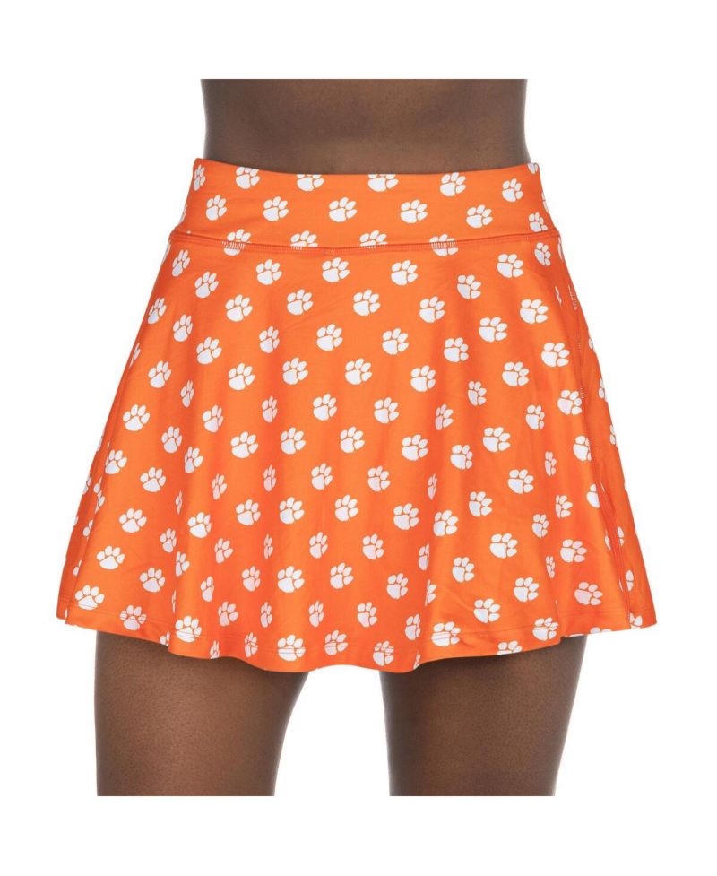 Women's Orange Clemson Tigers All-Over Print Flowy Skort