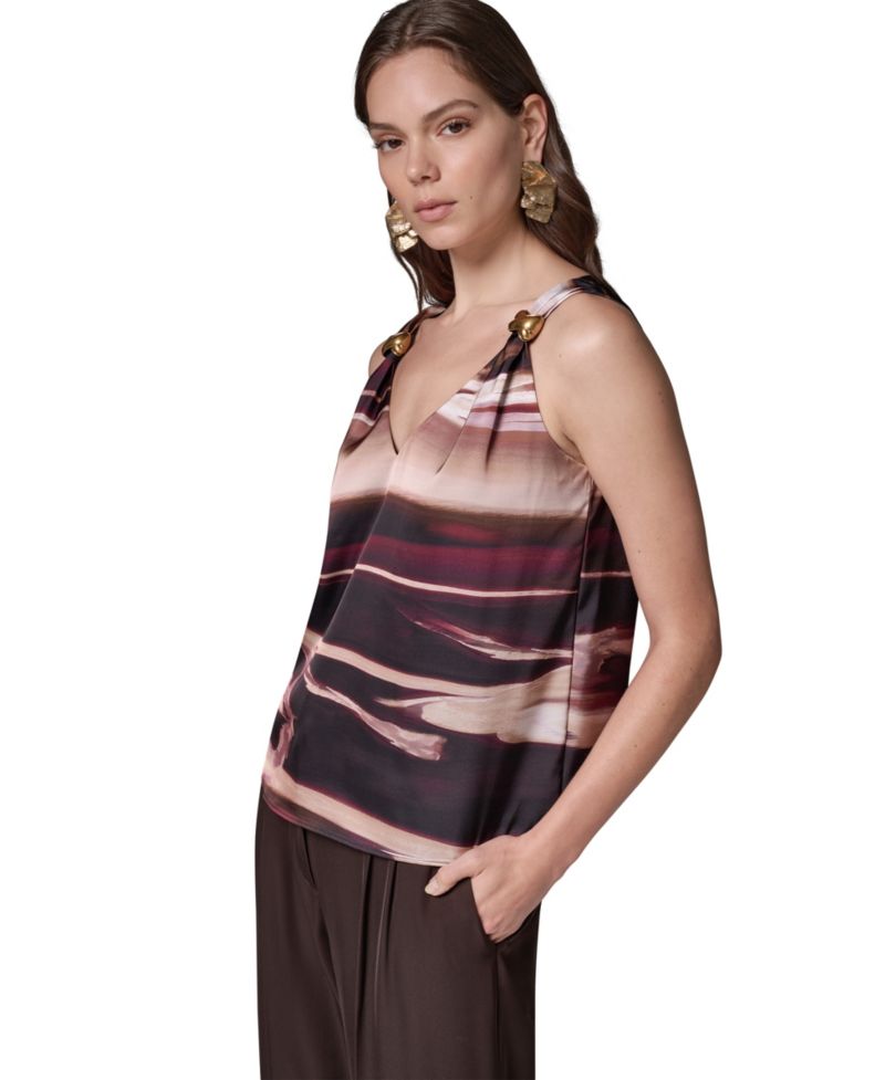Women's Sleeveless V-Neck Allover-Print Tank