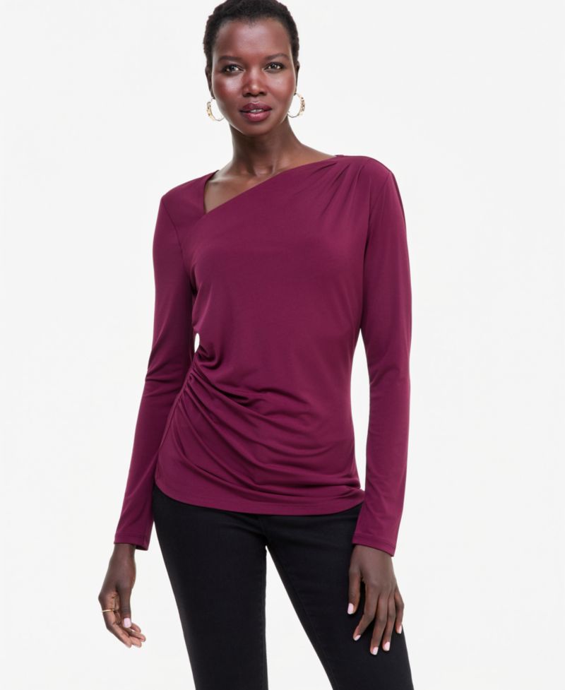 Women's Asymmetrical-Neck Long-Sleeve Top