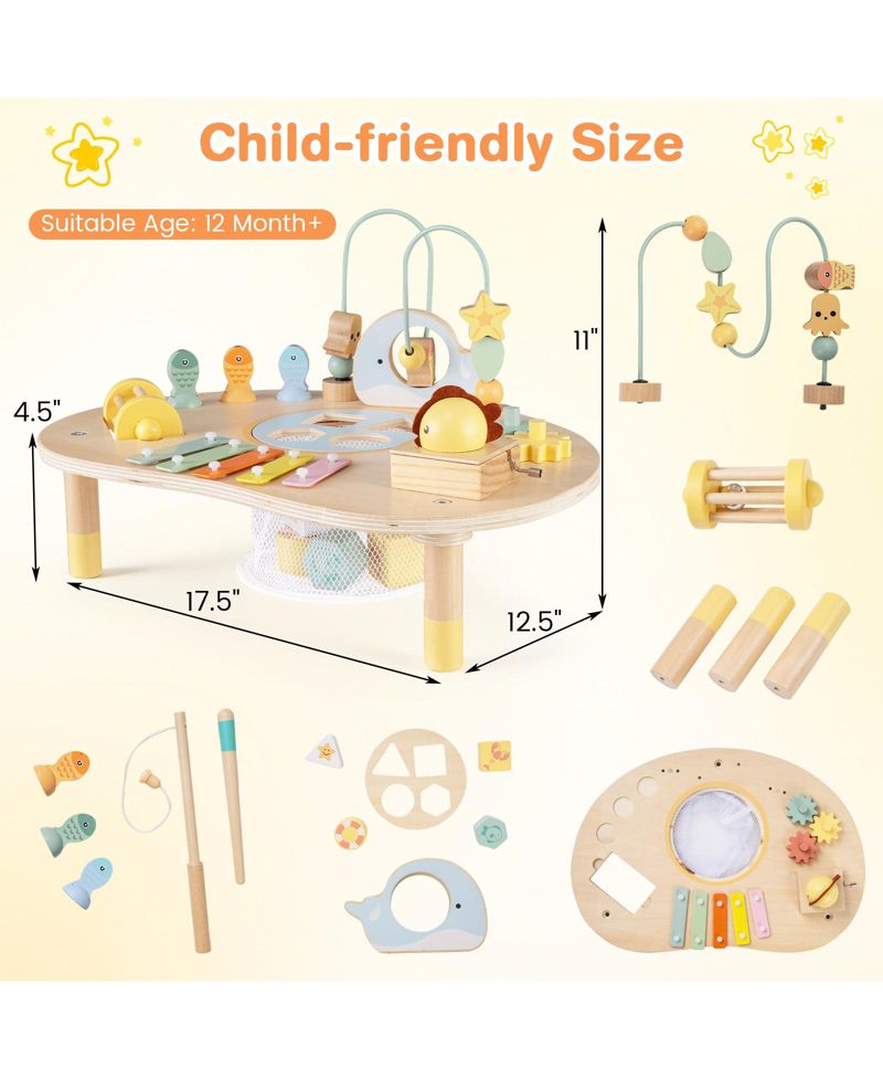 7-in-1 Montessori Wooden Activity Table, 12 Months+