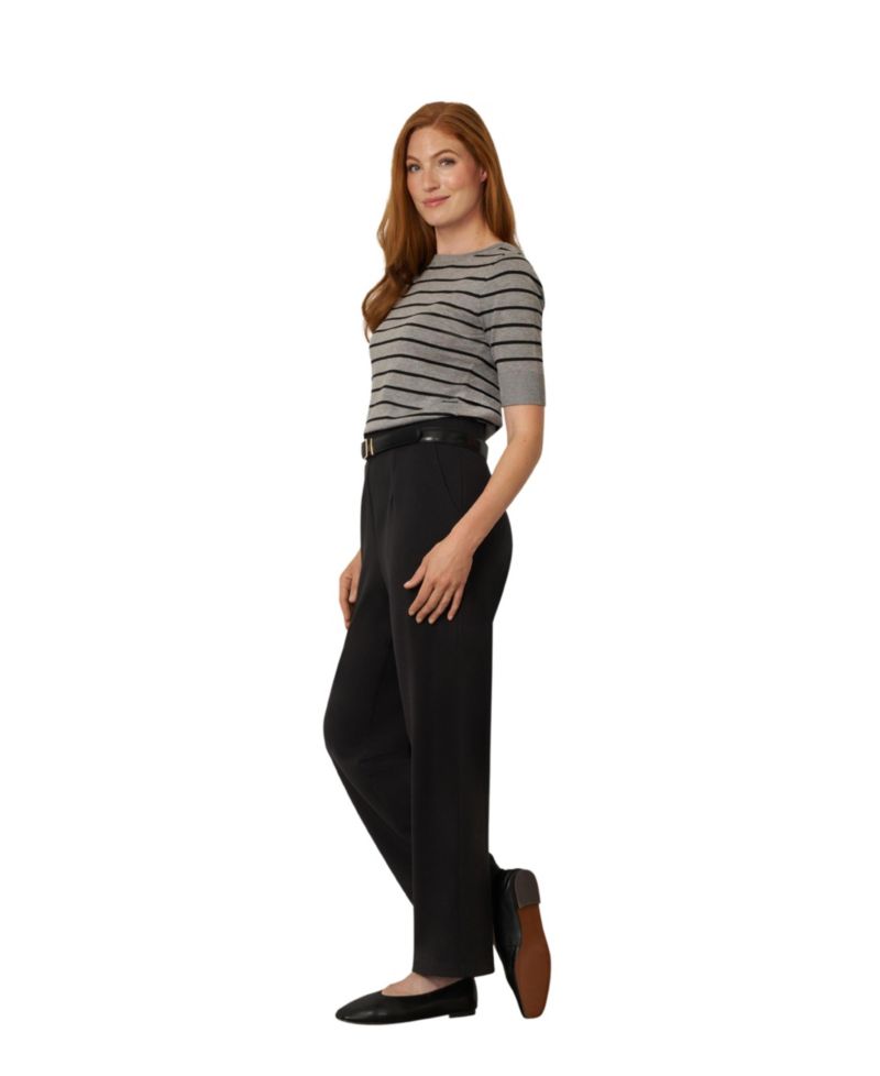 Women's Stripe Ballet Neckline Elbow-Length Sweater