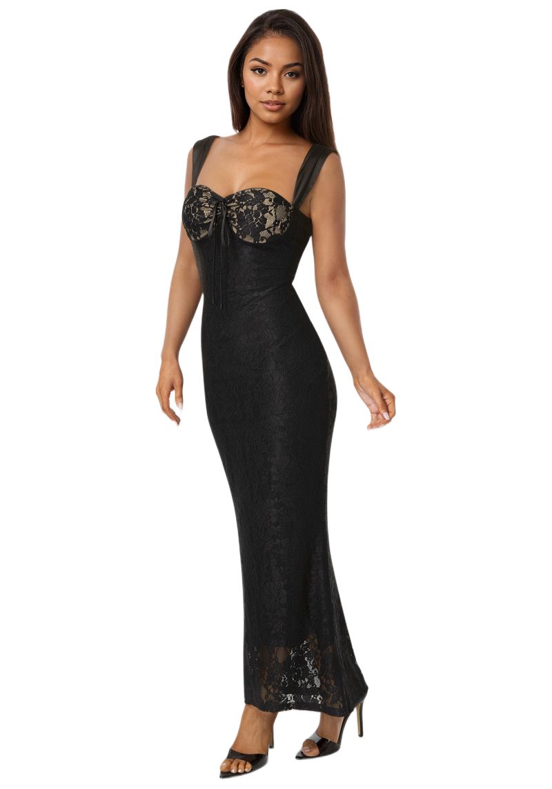 Women's Lace Bustier Midi Dress
