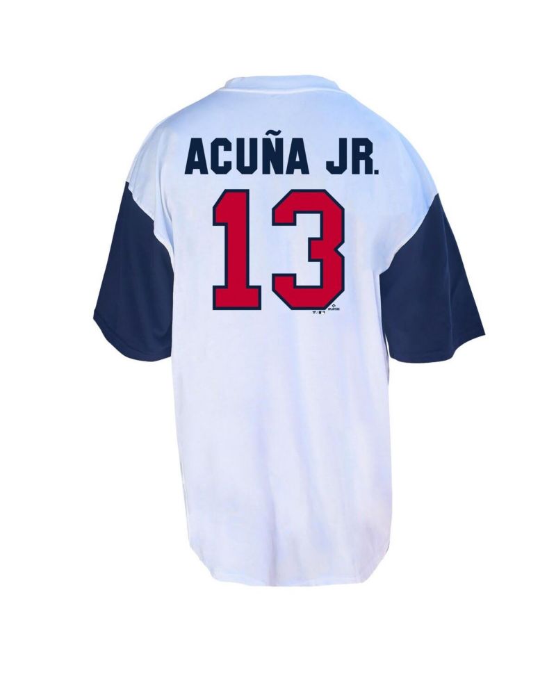 Men's Profile Ronald Acu&ntilde;a Jr. White/Navy Atlanta Braves Big & Tall Player Name & Number T-Shirt