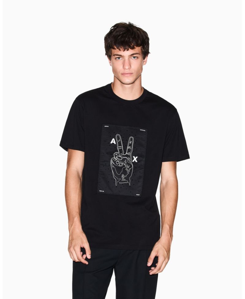 Men's Night Lab Peace Sign Embellished T-Shirt