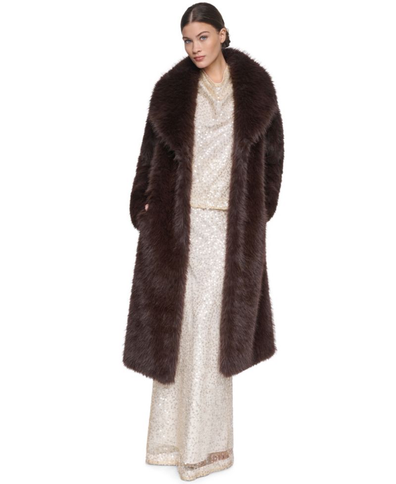 Women's Collared Faux Fur Coat
