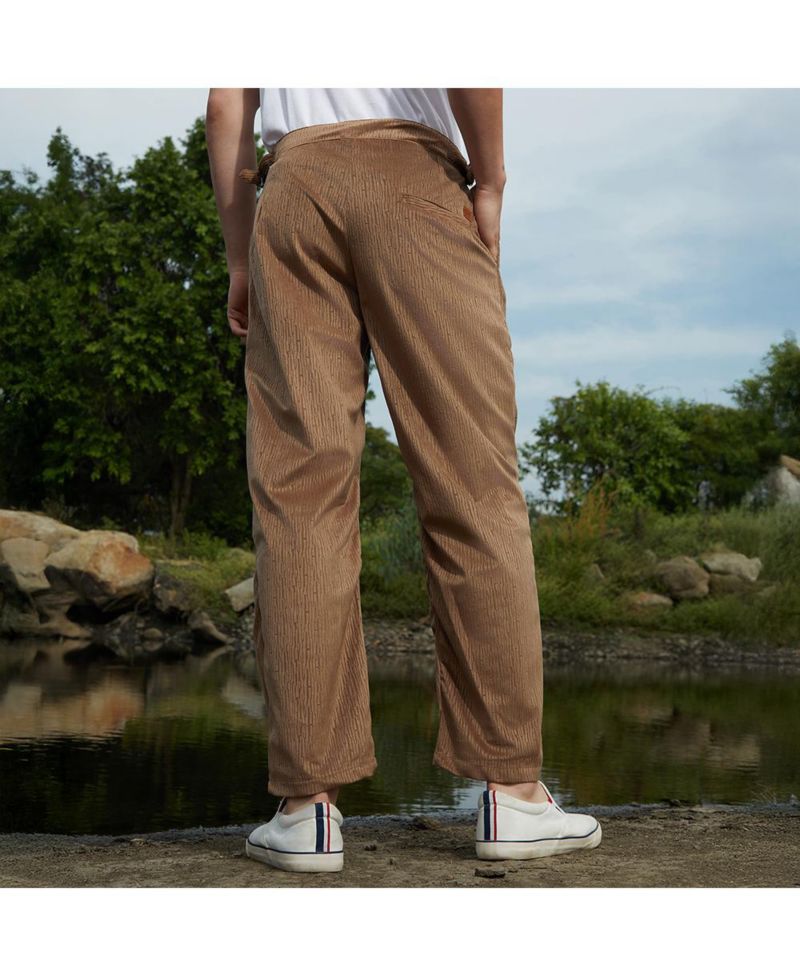 Men's Chocolate Brown Veined Tailored Trousers
