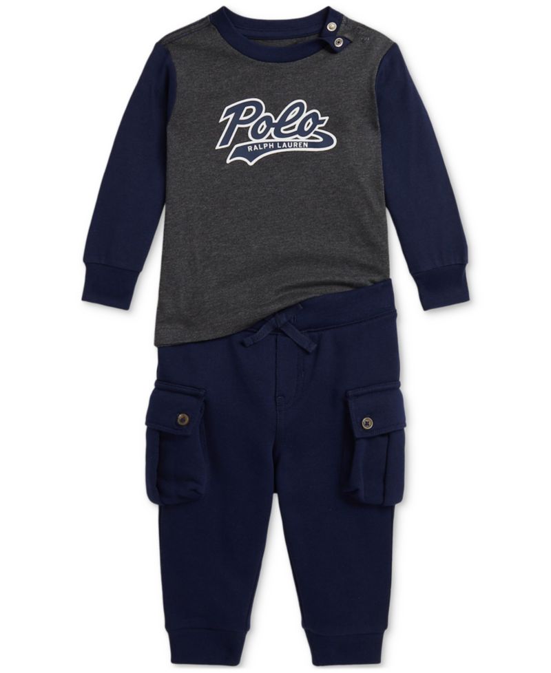 Baby Boys Cotton Jersey Tee & Fleece Cargo Pant Set