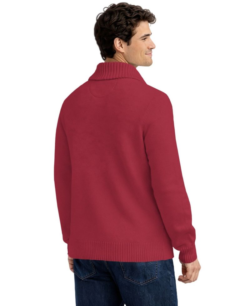 Men's Burgundy Washington Commanders Shawl Collar Heavy Knit Cardigan Sweater
