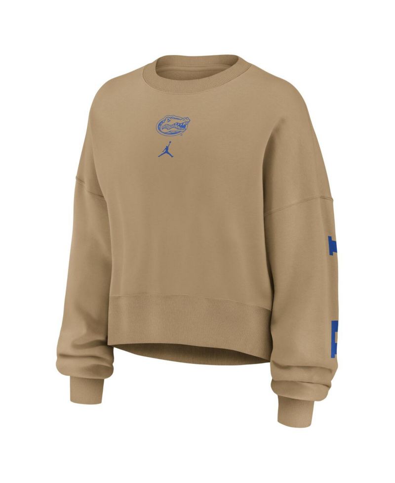 Women's Tan Florida Gators Oversized Phoenix 2-Hit Pullover Sweatshirt