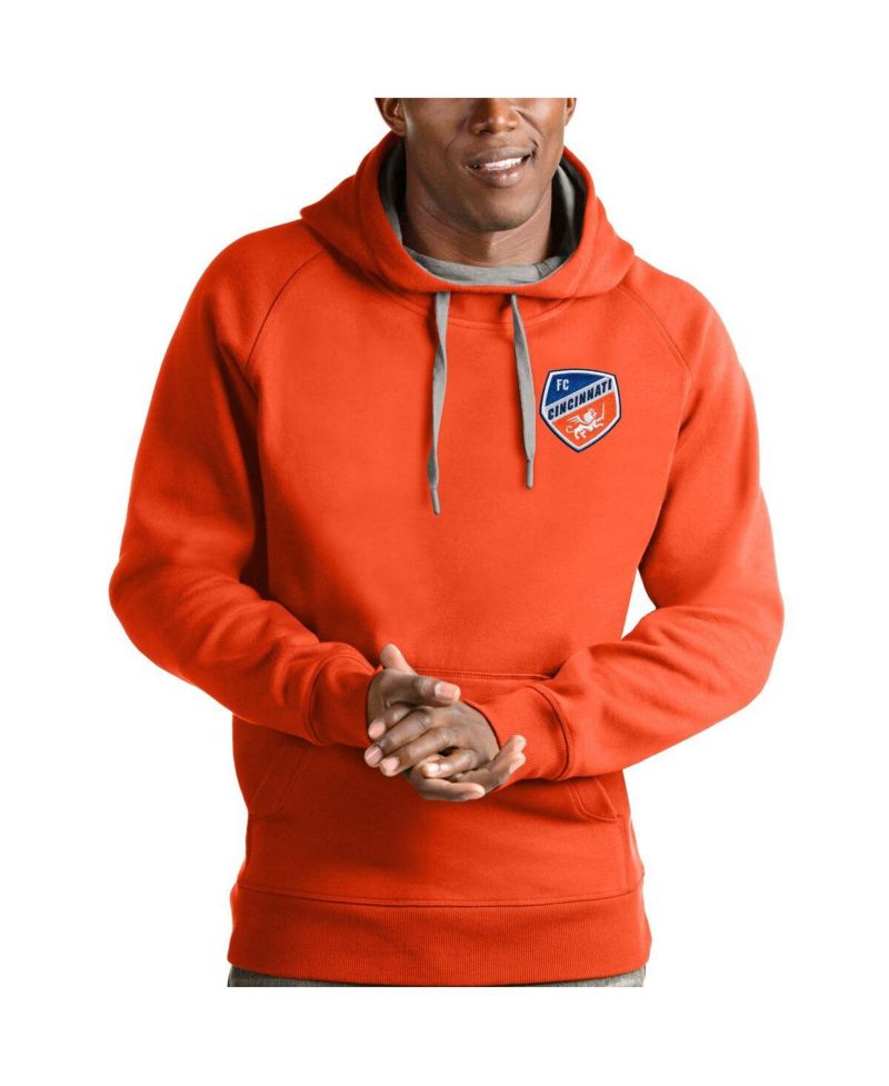 Men's Orange FC Cincinnati Logo Victory Pullover Hoodie