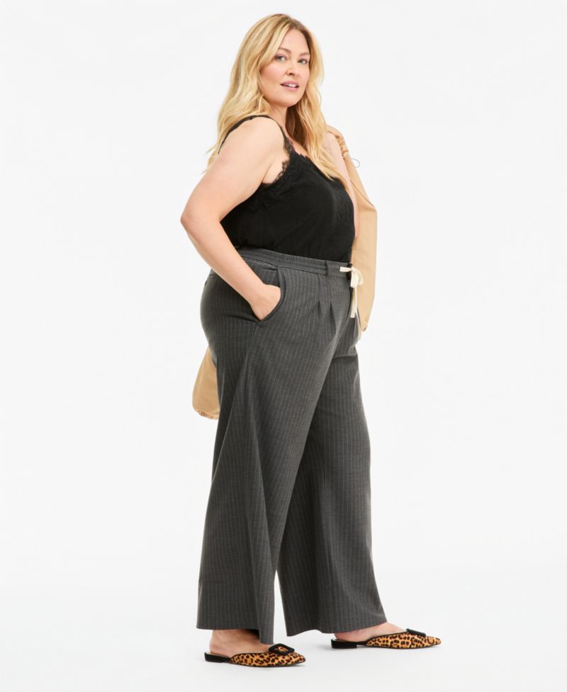 Trendy Plus Size Drawstring-Waist Wide-Leg Pants