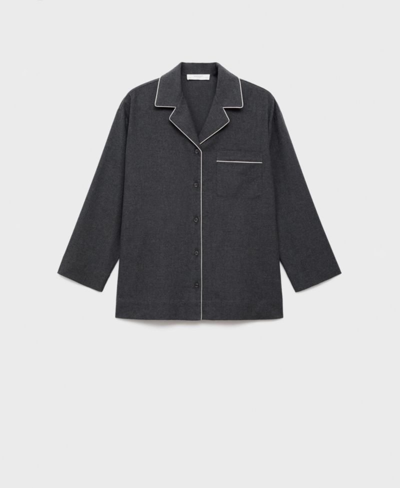 Women's Contrasting Piping Cotton Flannel Shirt