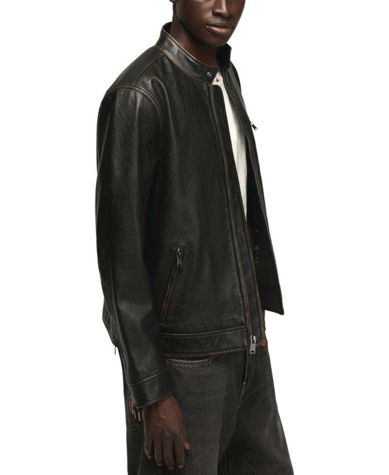 Men's Bonneville Full-Grain Moto Leather Jacket