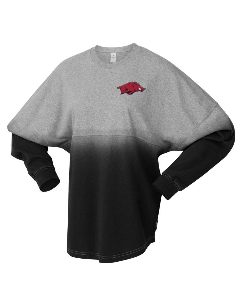 Men's and Women's Black/Gray Arkansas Razorbacks Ombre Long Sleeve T-Shirt