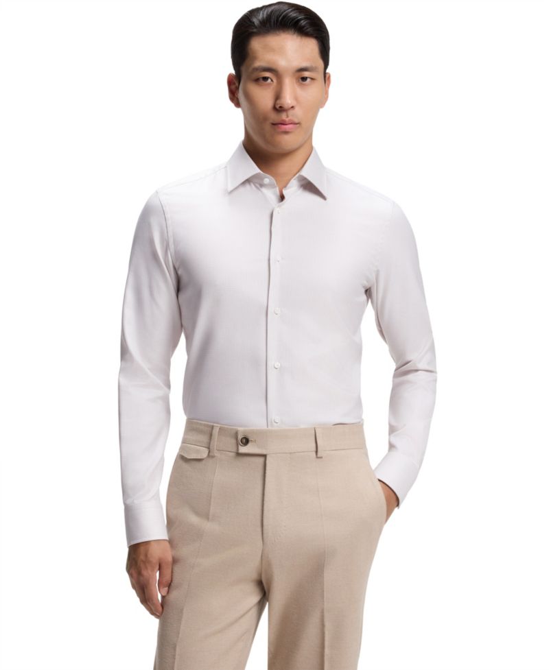 Men's Wrinkle-Resistant Cotton Slim-Fit Dress Shirt