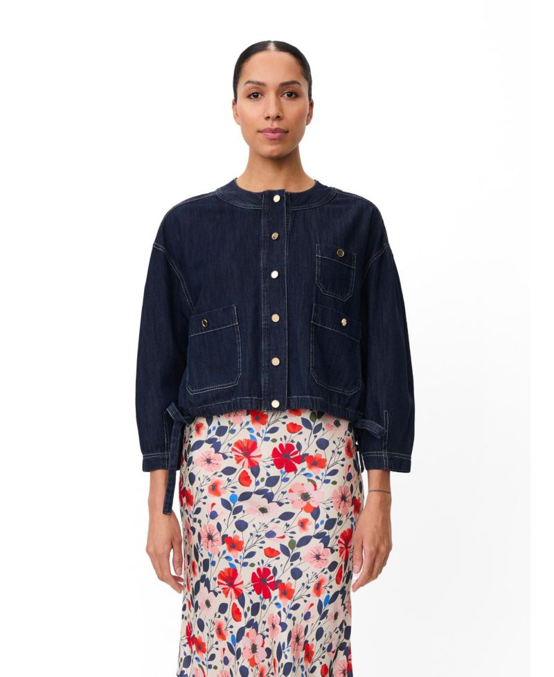 Women's Cropped-Denim Button-Front Jacket