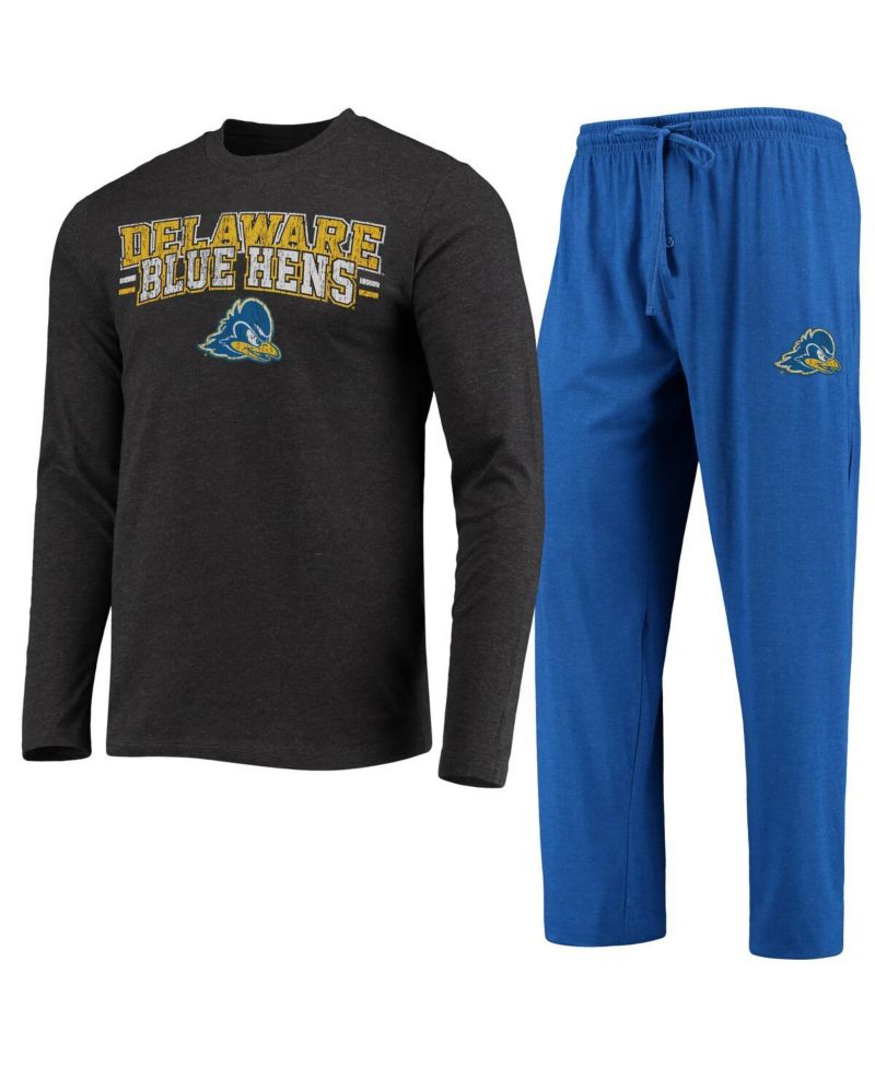Men's Royal/Heathered Charcoal Delaware Fightin' Blue Hens Meter Long Sleeve T-Shirt and Pants