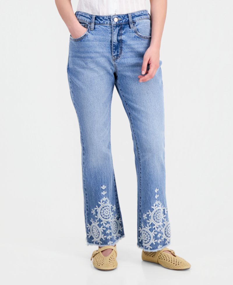Petite Embroidered Bootcut Jeans