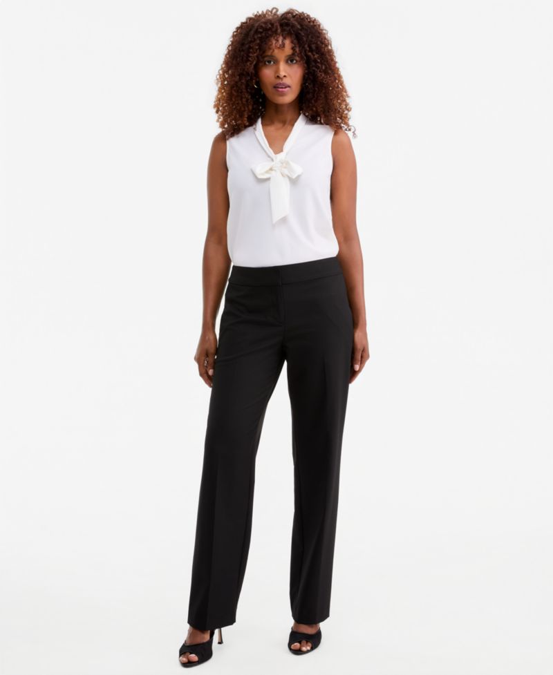 Women's Machine Washable Mid-Rise Straight Pants, Regular & Petite