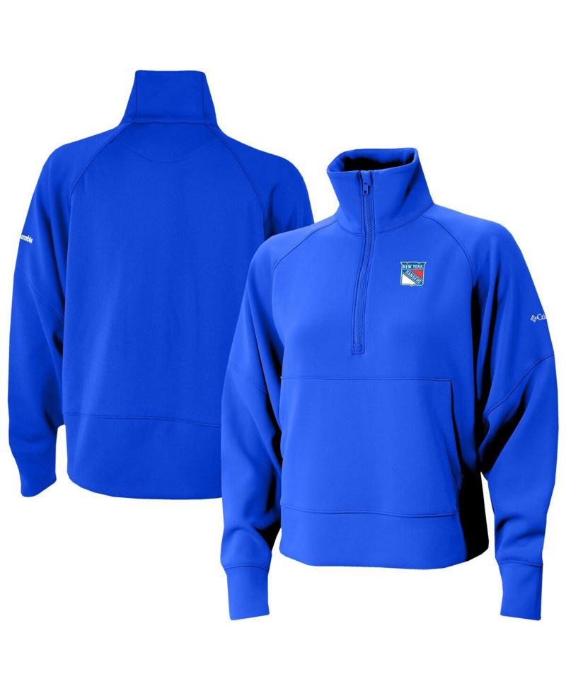 Women's Blue New York Rangers Wickhams Hills Raglan Omni-Wick Half-Zip Pullover Sweatshirt