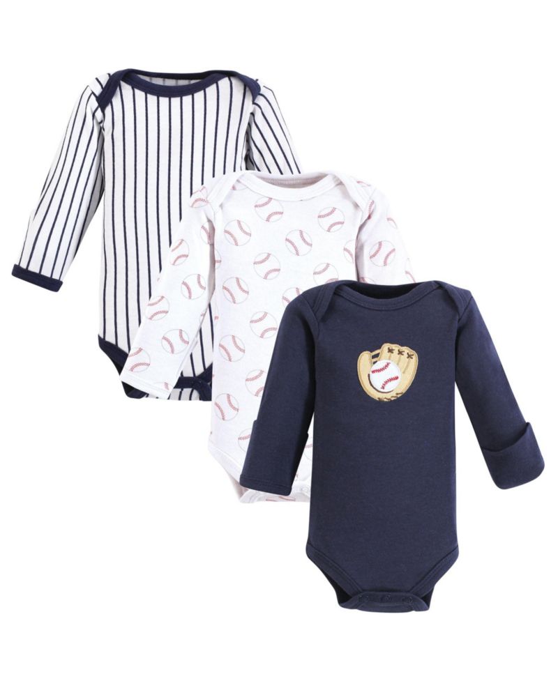 Baby Boys Preemie Long Sleeve Bodysuits 3pk - Baseball