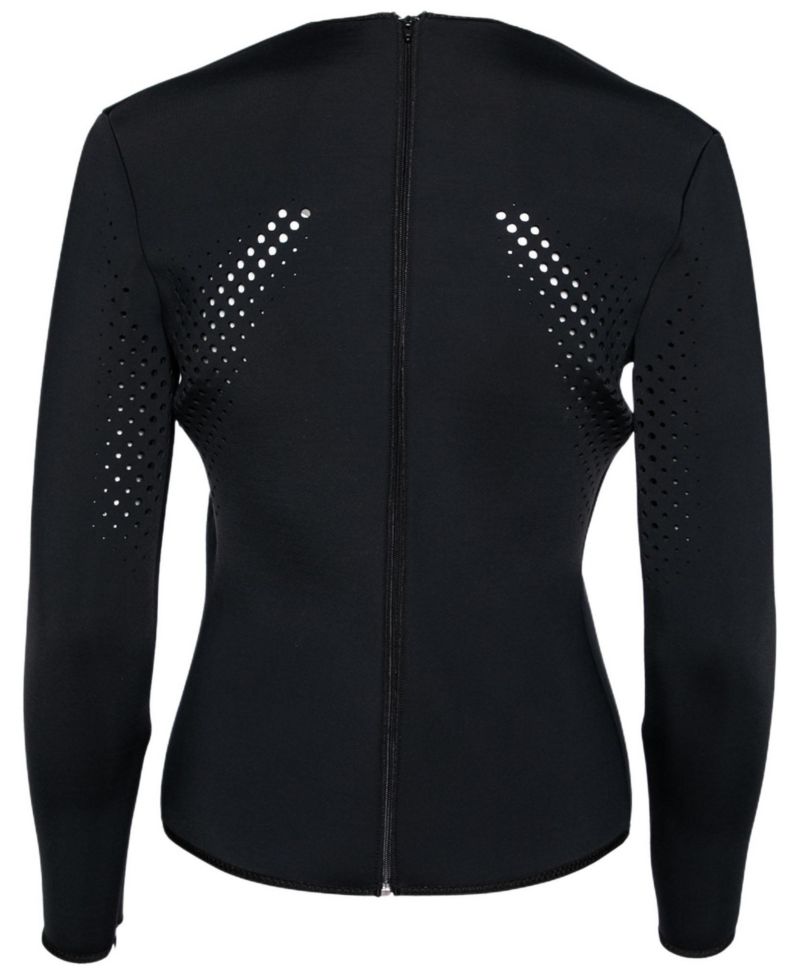 Women's Black Perforated Neoprene Piaf Top