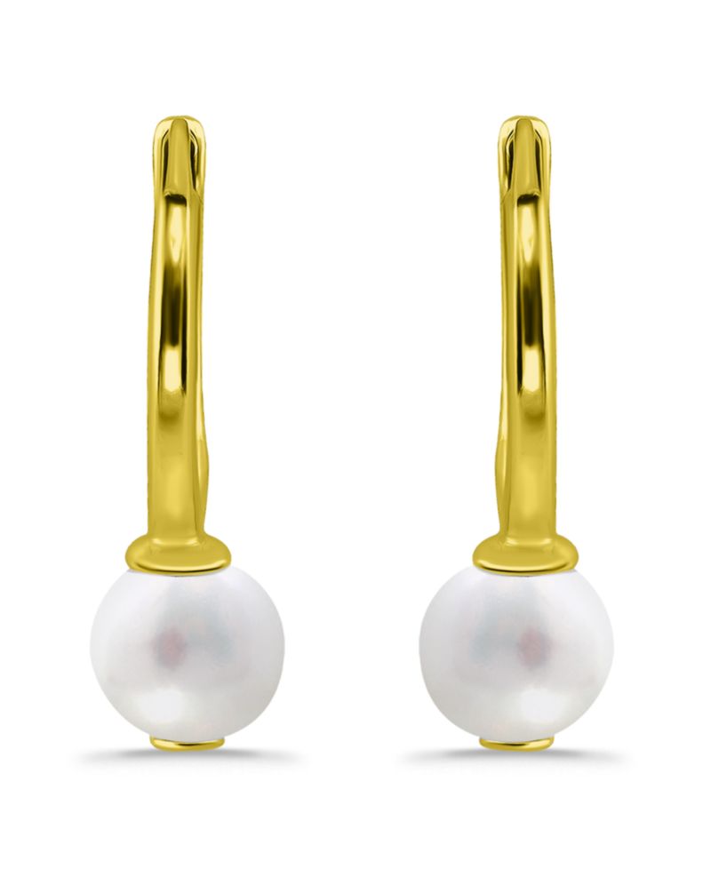 White Cultured Pearl Huggie Hoop Earring