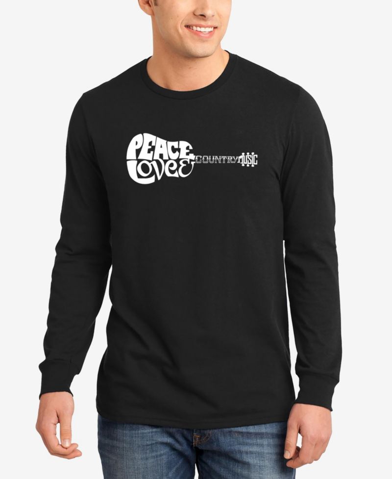 Men's Peace Love Country Word Art Long Sleeve T-shirt