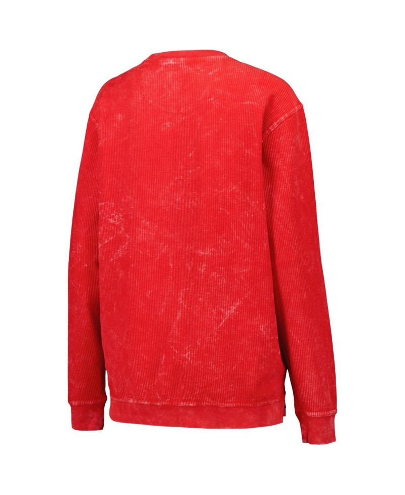 Women's Red Distressed Tampa Bay Buccaneers Comfy Cord Pullover Sweatshirt