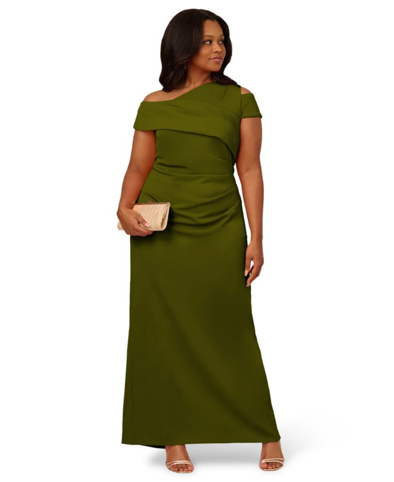 Plus Size Asymmetrical Draped Gown