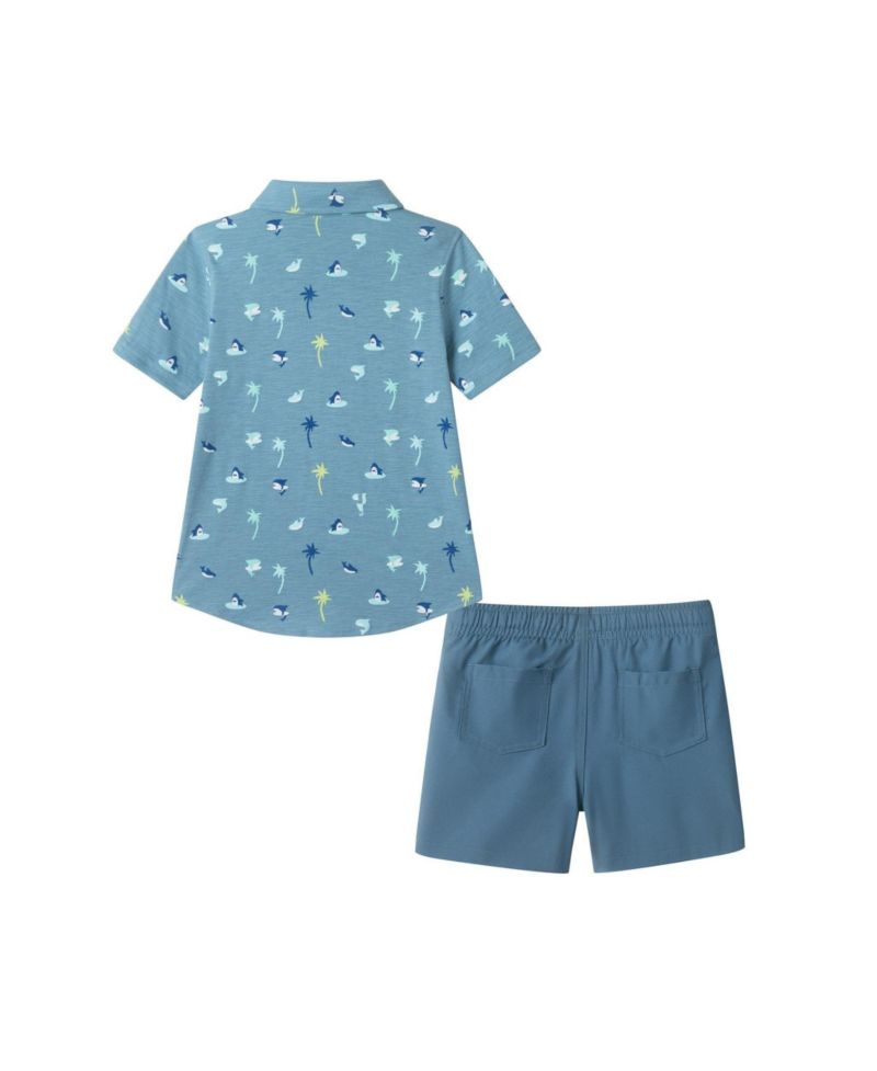 Big Boys Knit Tropical Vibe Buttondown Set