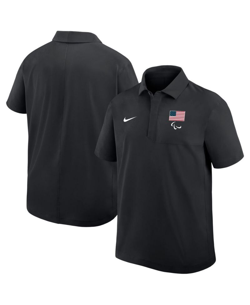 Men's Black U.S. Paralympics Woven Polo Shirt