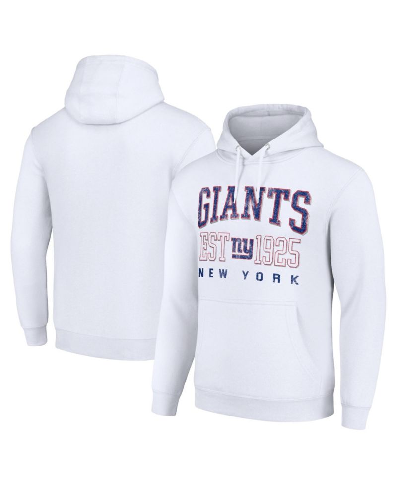 Men's and Women's White New York Giants Throwback Logo Pullover Hoodie
