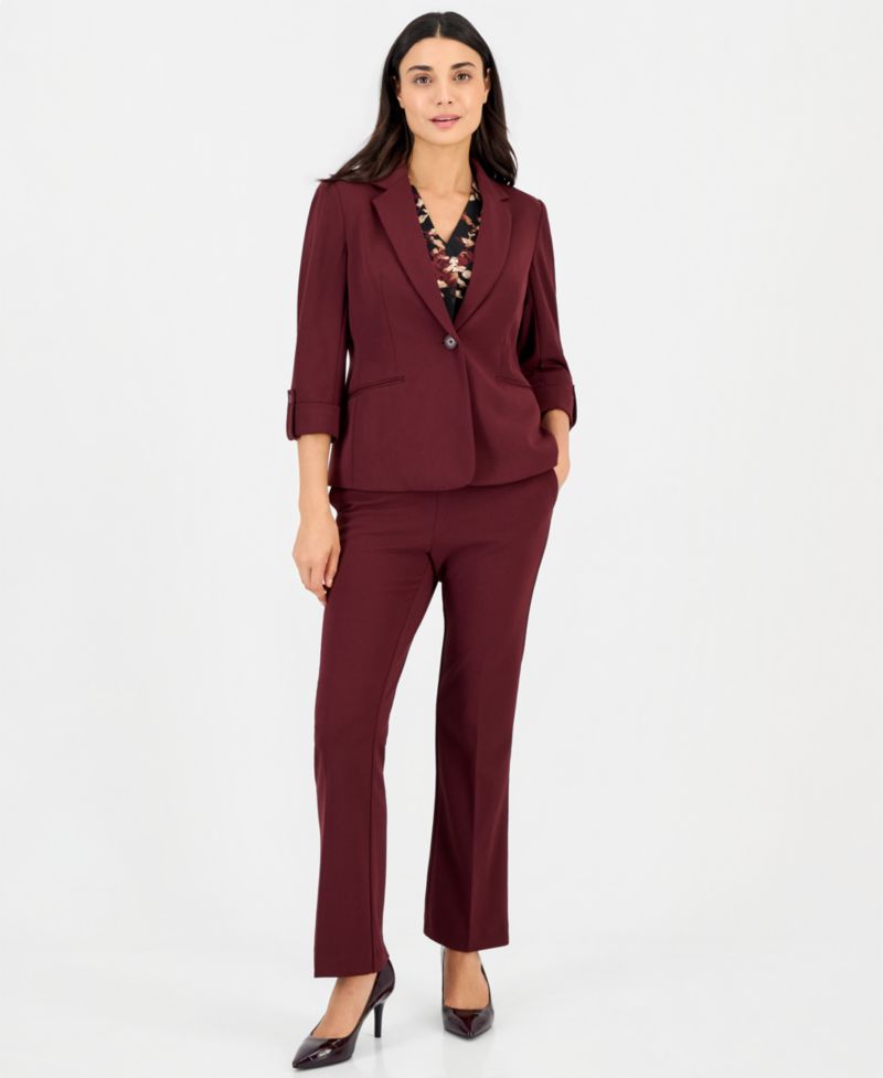 Petite Split-Neck Yoke Long-Sleeve Blouse