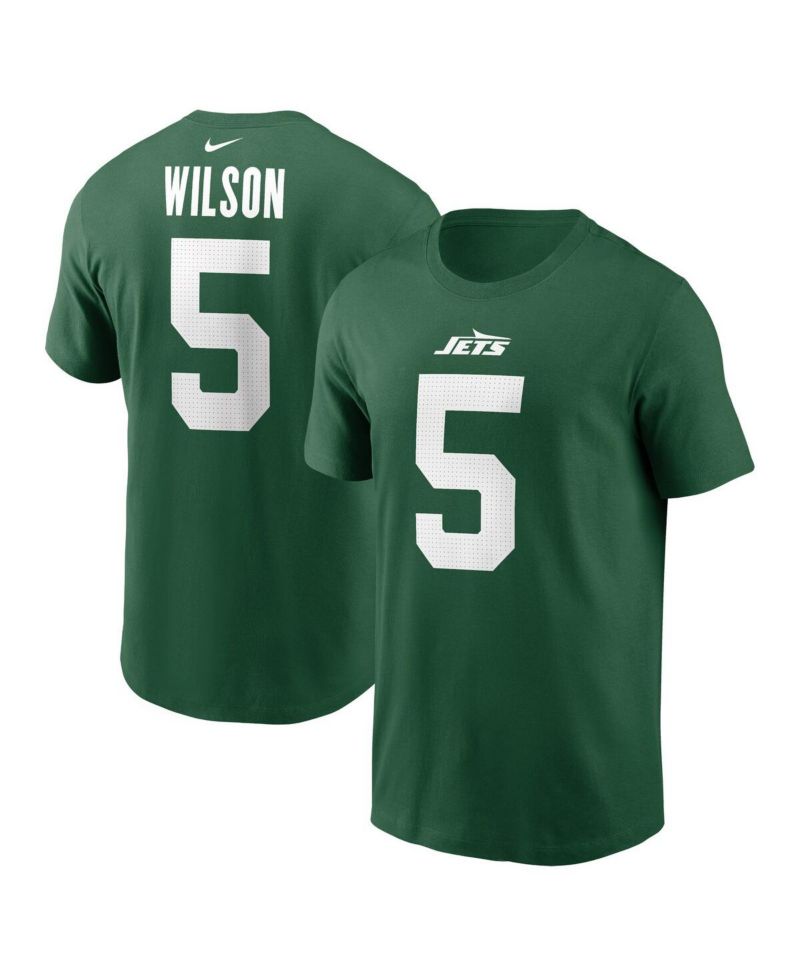 Men's Garrett Wilson Green New York Jets Name & Number T-Shirt