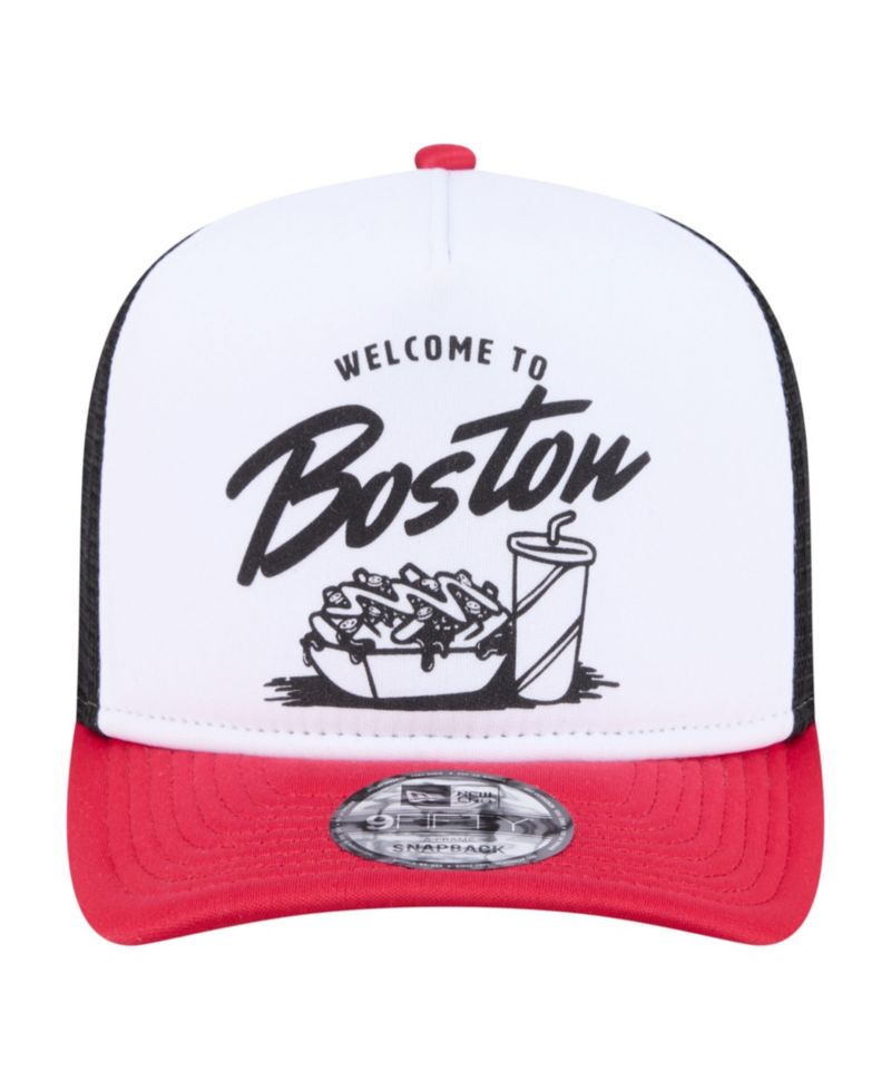 Men's White/Red Boston Red Sox Foodie A-Frame 9FIFTY Trucker Snapback Hat