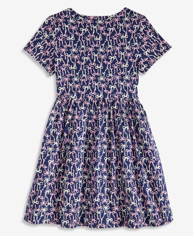 Girls' XS-XL Festive Bows Cotton Dress