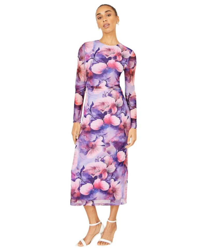 Women's Tie Back Mesh Midi Dress