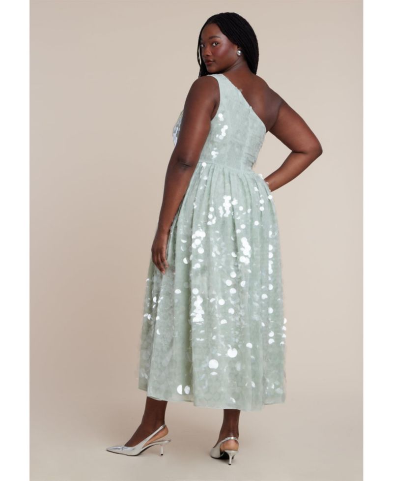 Plus Size Paillette One-Shoulder Dress