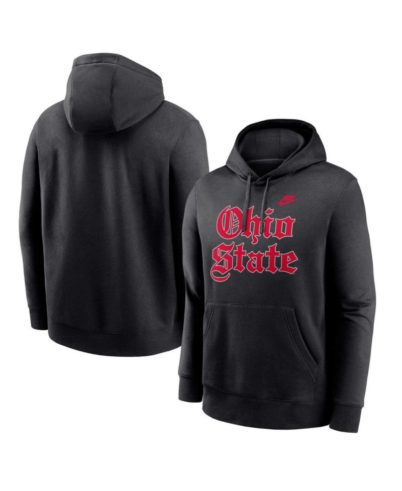 Men's Black Ohio State Buckeyes Old English Fleece Pullover Hoodie