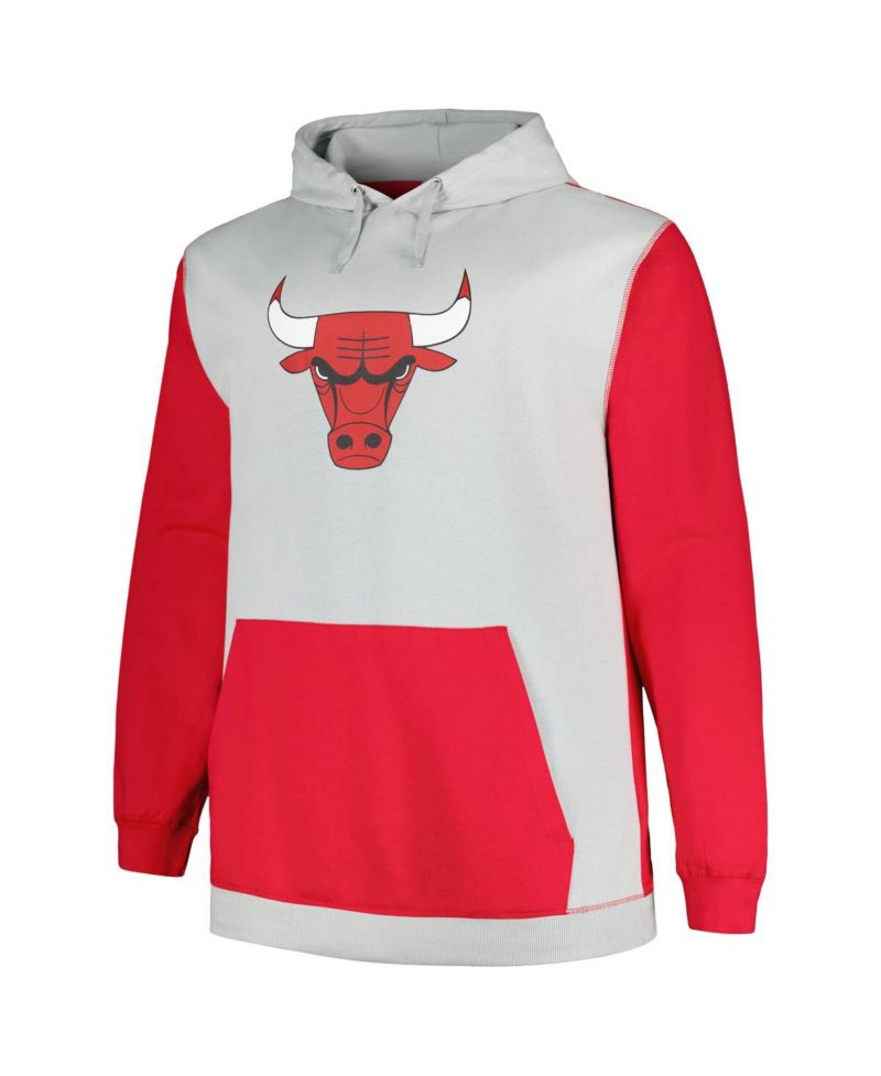 Men's Red, Silver Chicago Bulls Big and Tall Primary Arctic Pullover Hoodie